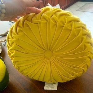 Yellow velvet pillow
